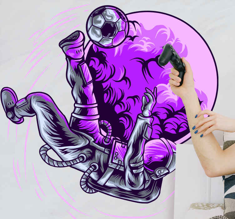 Sticker foot astronaute qui donne un coup de pied - TenStickers