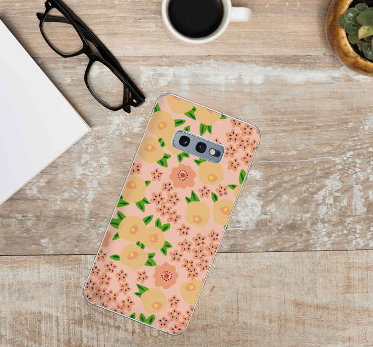 sticker floral dans des tons pêche stickers samsung - TenStickers