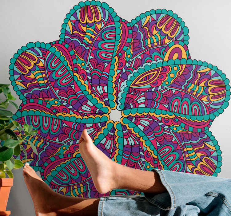 Vinilo abstracto para pared Mandala brillante colorido - diseño