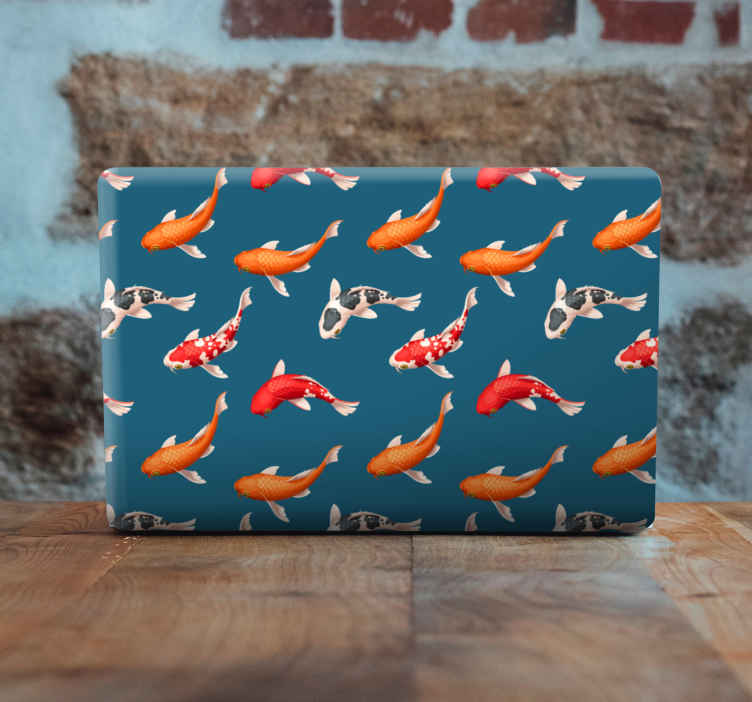 Adesivo pc Modello di pesce koi sfondo blu