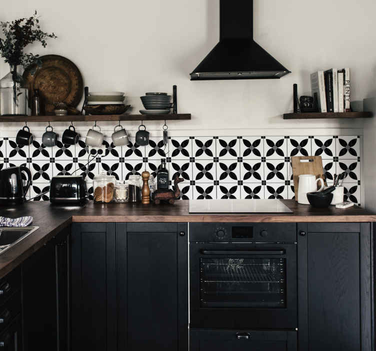 Tegelstickers keuken bistro zwart wit - TenStickers