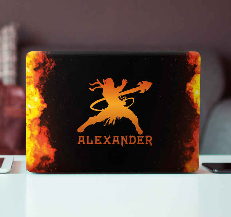 Laptop Aufkleber flammende kriegersilhouette - TenStickers