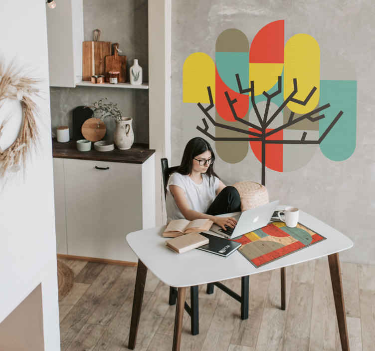 Wandtattoo Baum Industrielle geometrische Eiche - TenStickers
