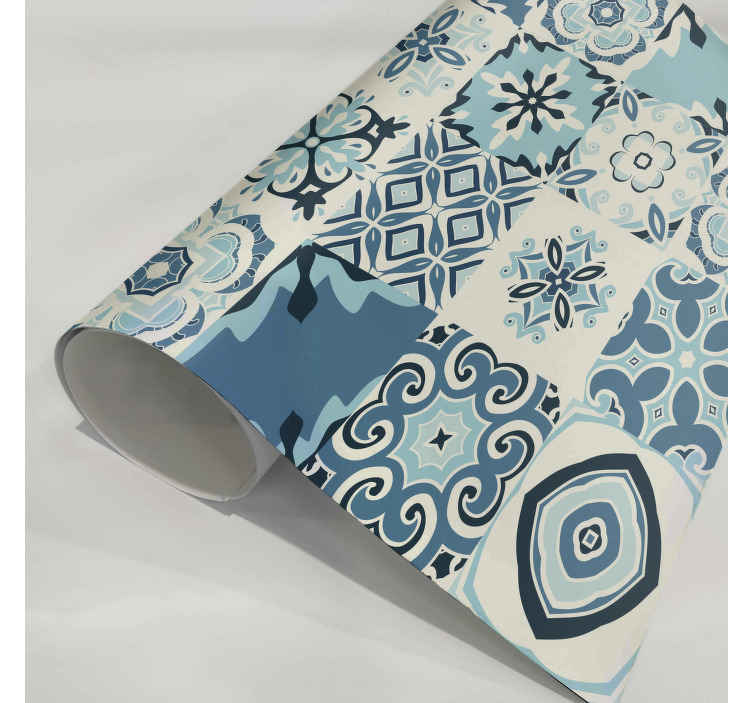 Autocollant meuble tuiles bleues - TenStickers