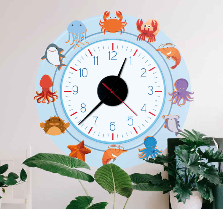 海の生き物の時計のステッカーが付いている時計 - TENSTICKERS