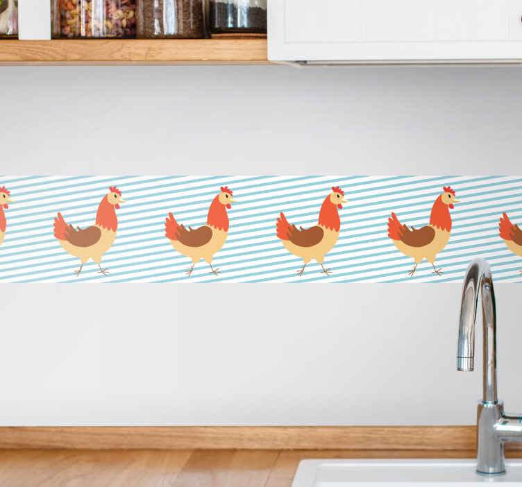 Rooster chicken hand drawing border sticker - TenStickers