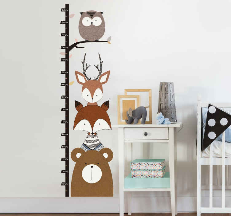 Vinilo infantil medidor animales bosque - sticker