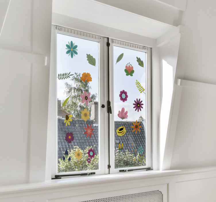 Flat Flowers flower sticker - TenStickers