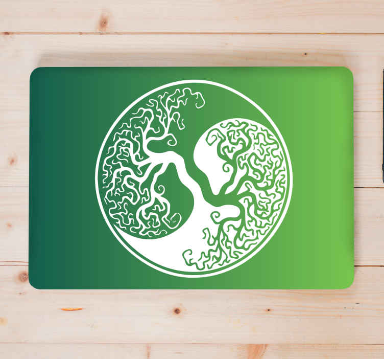 Wall Sticker custom Vinyl indoor decal window laptop removable yin yang Tree