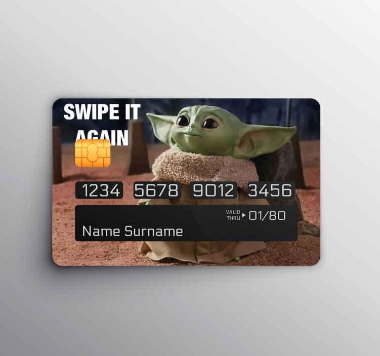 Sticker Carte De Credit Glisse A Nouveau Bebe Yoda Tenstickers