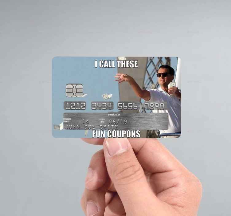 Pegatina para tarjeta de crédito Cupones divertidos originales - TenVinilo