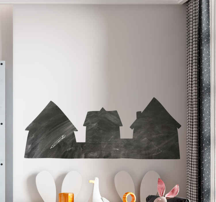 Cute little houses write on sticker TenStickers