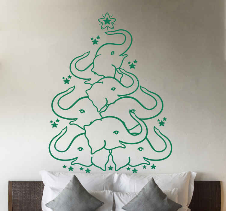 Sticker noël décoration arbre éléphant - TenStickers