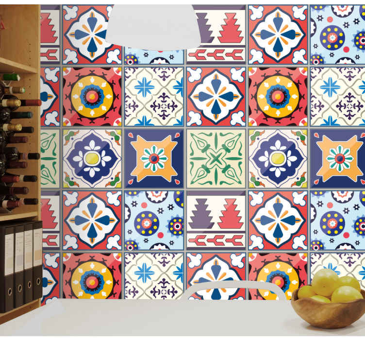 Explosion of cement tile colors tile decal - TenStickers