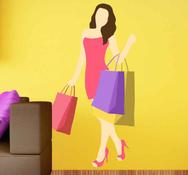 Lady Shopping Wall Sticker TenStickers