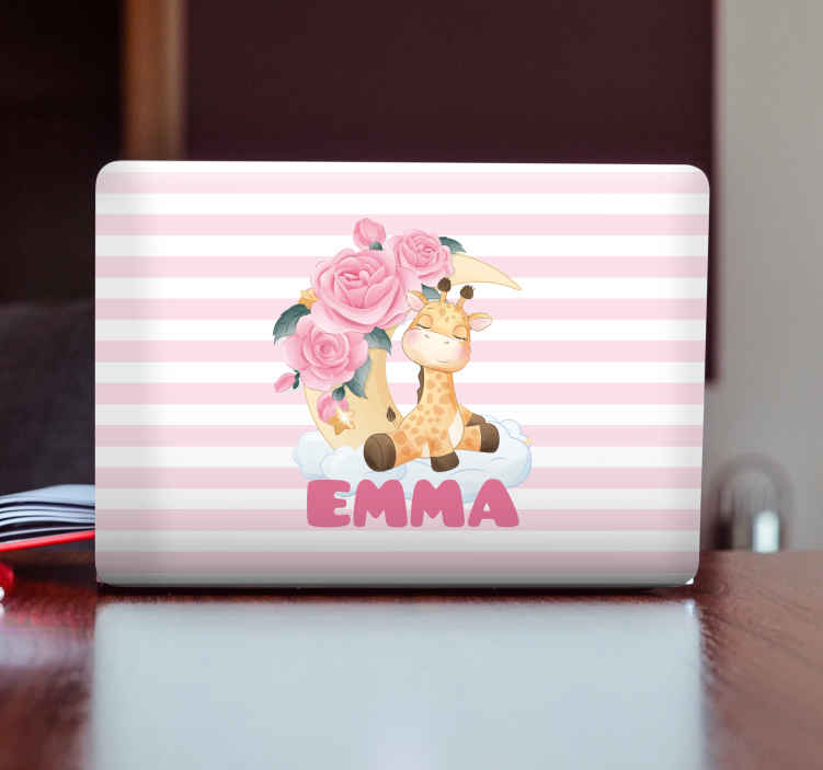 Cute Giraffe Illustration laptop skin - TenStickers