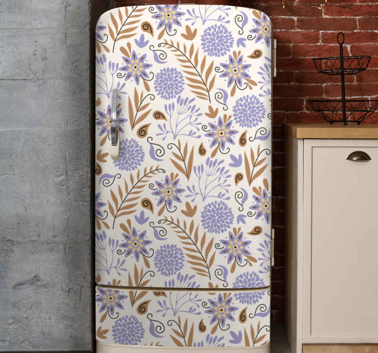 Autocolante para frigorífico Padrão de flores vintage pintado à m - TenStickers