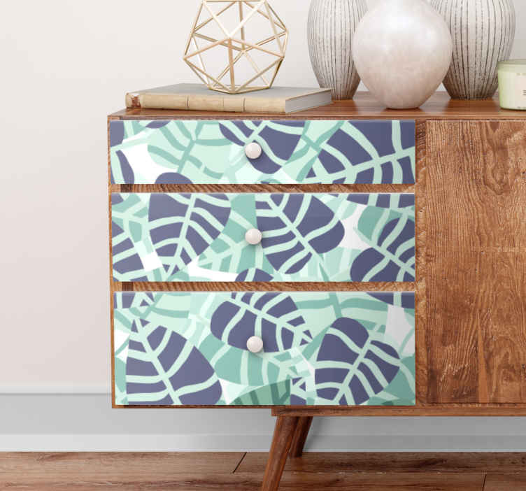 Vinilo para mueble funda de cajones con hojas - TenVinilo