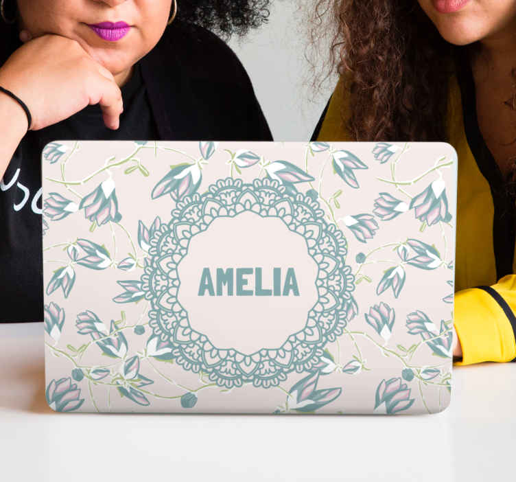 Sticker ordinateur portable surface florale personnalisée - TenStickers