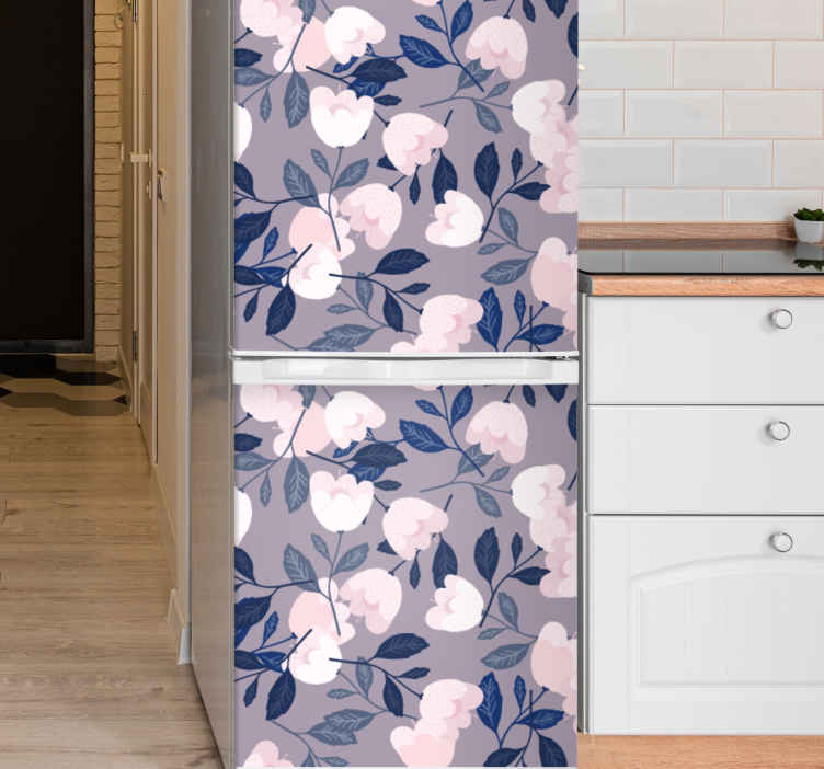 Fridge sticker floral frosted design - TenStickers