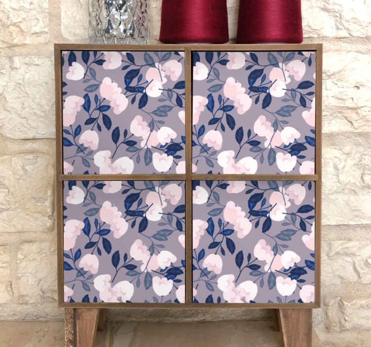 Furniture sticker purple botanical design - TenStickers