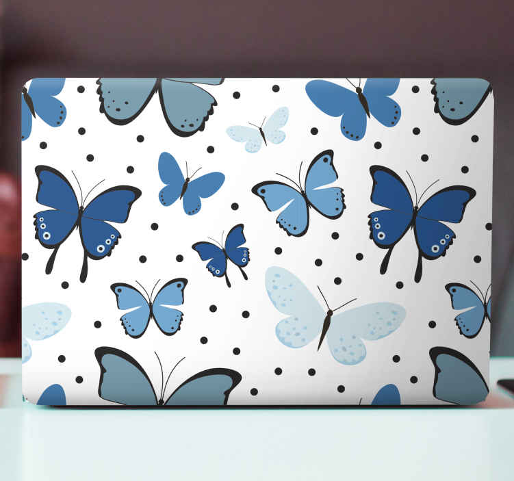 Nálepka na notebook vzor modrého motýľa - Tenstickers