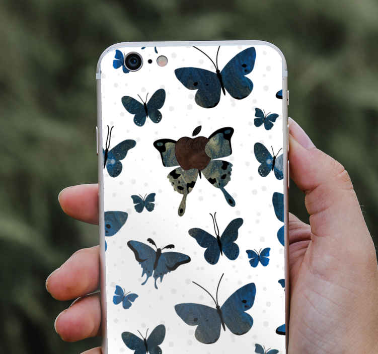 Blue glitter butterfly wing iPhone decal TenStickers