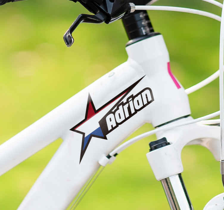 Fiets sticker met Nederlandse vlag met naam - TenStickers