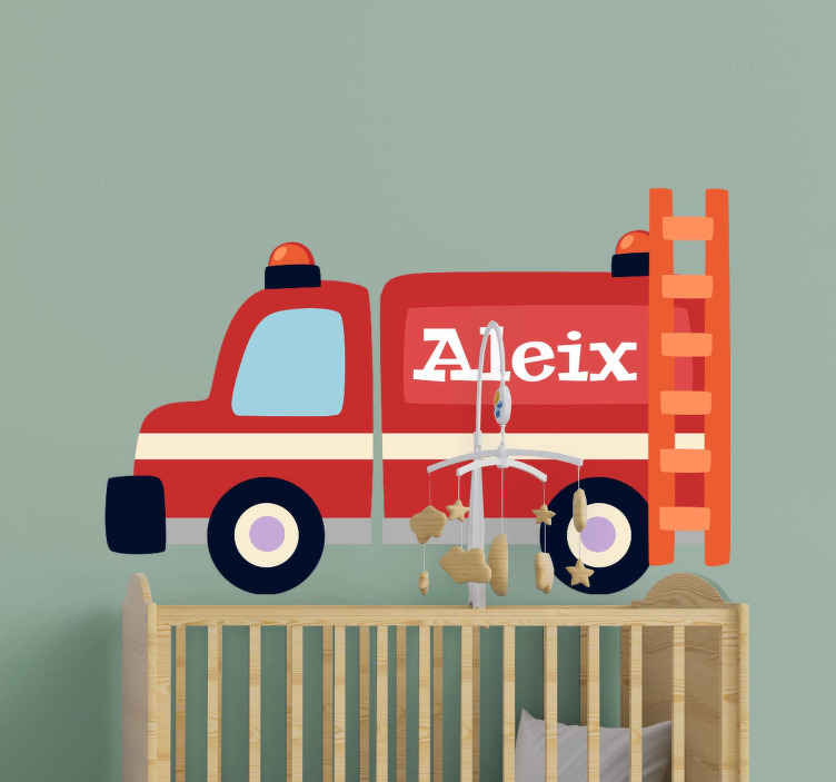 firefighter car personalized Sticker - TenStickers