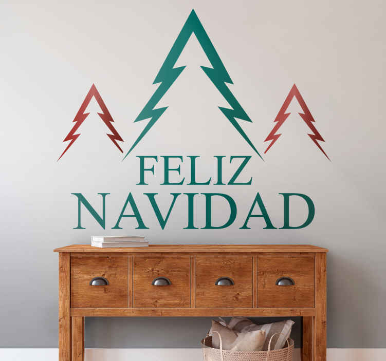 Pegatinas de navidad Rojo, verde, navidad, dorado, árboles - TenVinilo