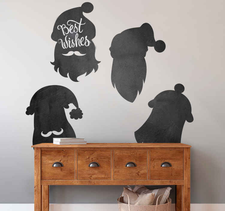 Kerst sticker zwarte schoolbord kerstman silhouetten - TenStickers