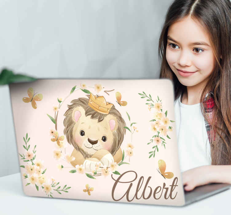 Crowned lion personalized laptop skin - TenStickers