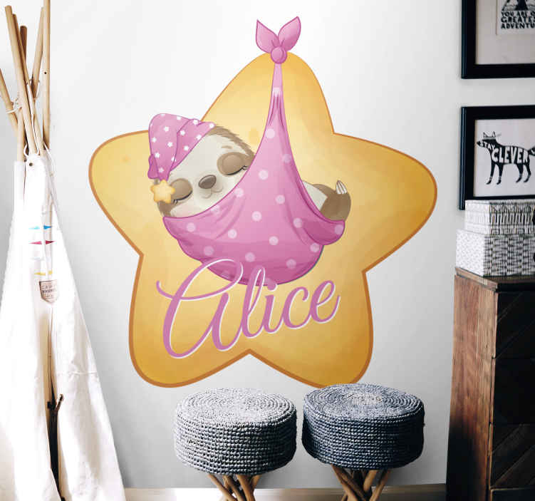 Wall stickers for kid custom sloth in a star - TenStickers