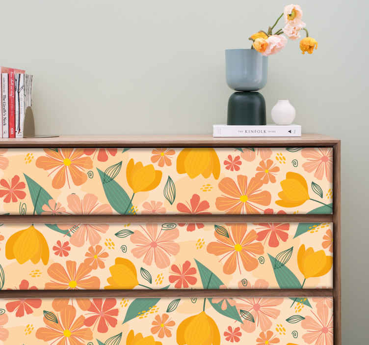Vintage leaves and flowers furniture decal - TenStickers