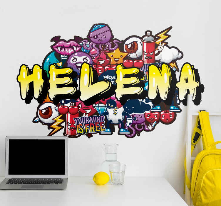 Graffiti värikäs nimi kaupunkien seinätarra - Tenstickers