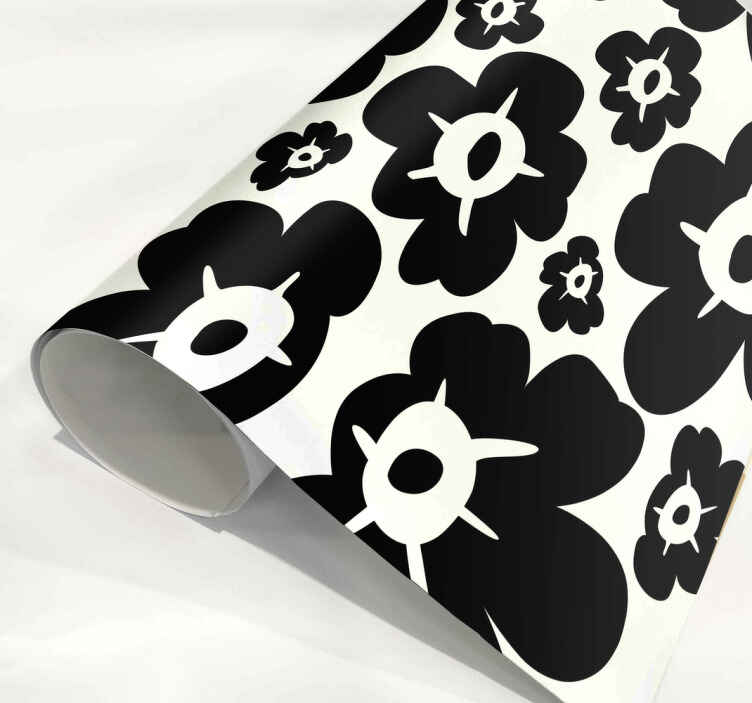 Black poppy flower furniture sticker - TenStickers