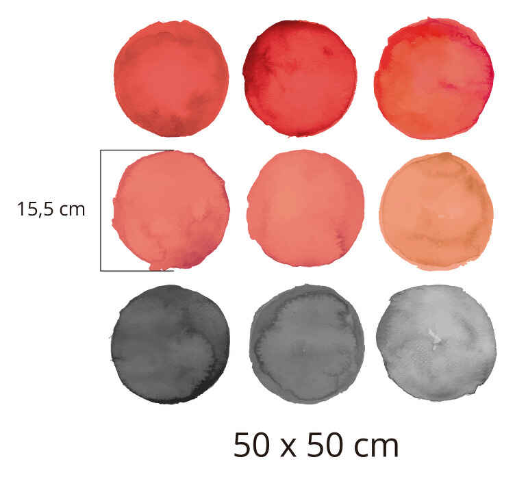 gray circles and pantone coral wall decal - TenStickers