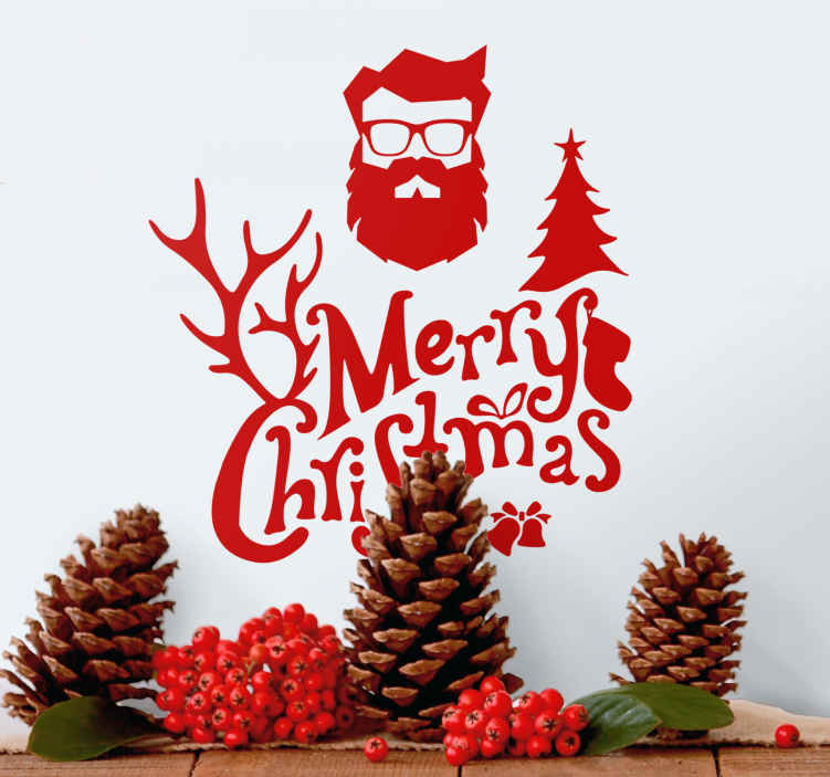 Merry hipster christmas wall sticker - TenStickers
