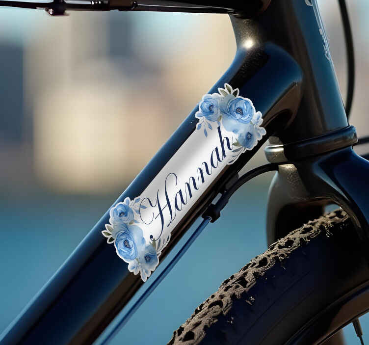 Namensaufkleber fahrrad  blaue blumen - TenStickers