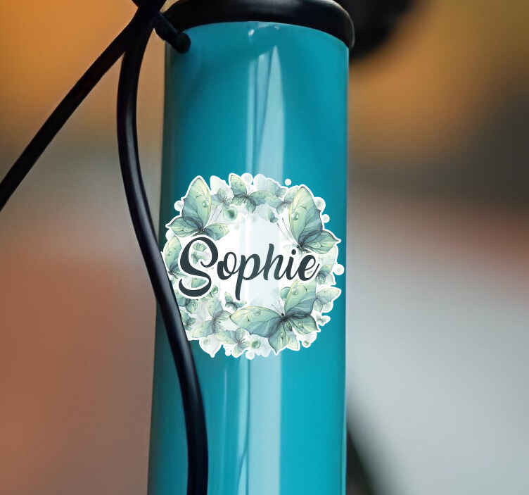 Green buterflies Bike name sticker - TenStickers