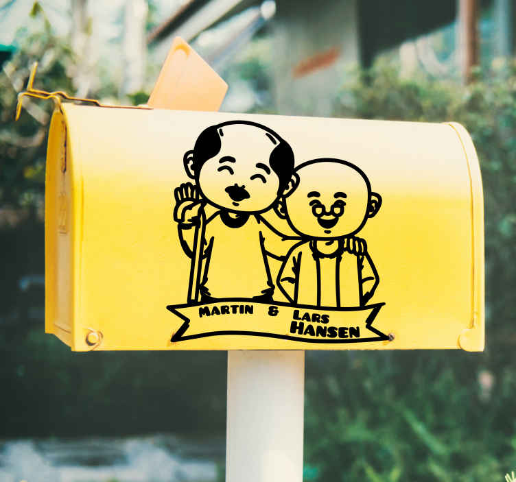 Postkasse med to ældre mænds tilpassede klistermærke -