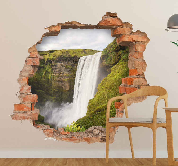 trompe l'oeil waterfall wall sticker - TenStickers