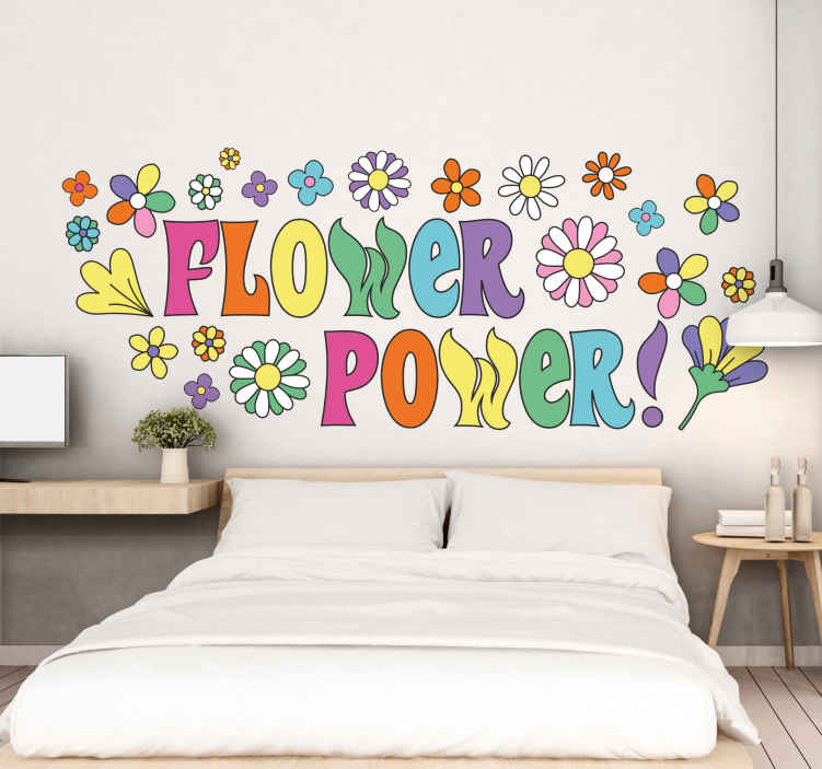 FLORAL HEARTS & PEACE SIGNS WALL DECALS New Giant Girls Stickers Retro Decor 