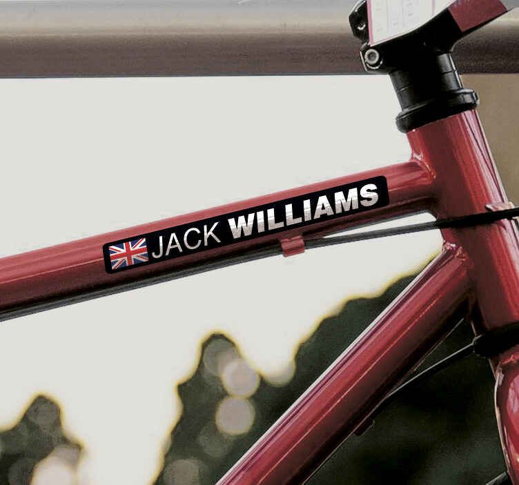 Road bicycle with flag and name bike sticker - TenStickers
