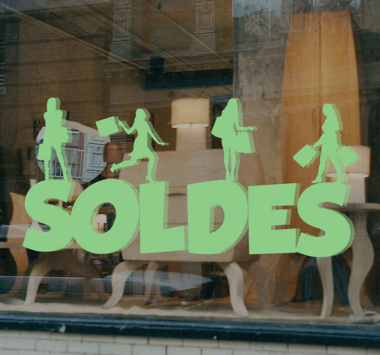 Sticker vitrine soldes avec silhouettes - TenStickers