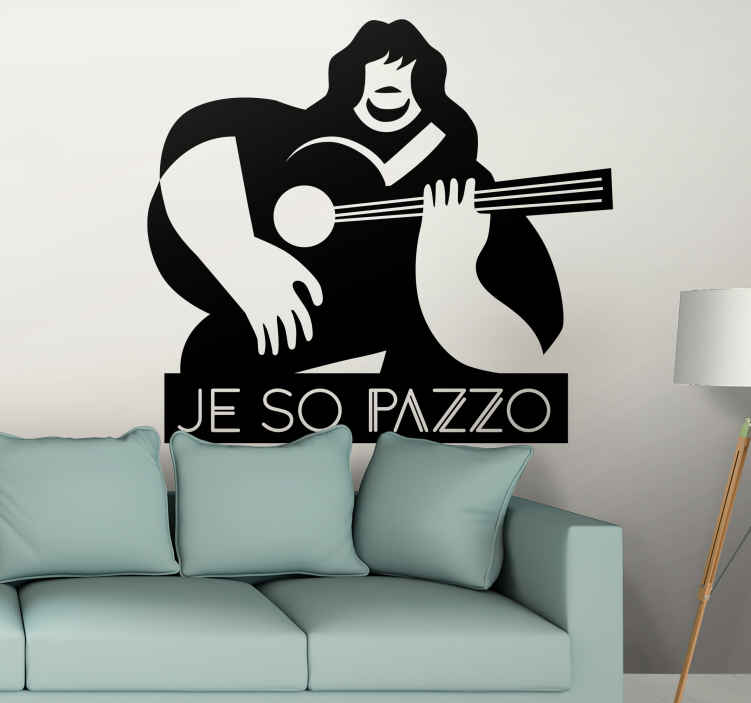 Stencil muro Sono pazzo citazione canzone