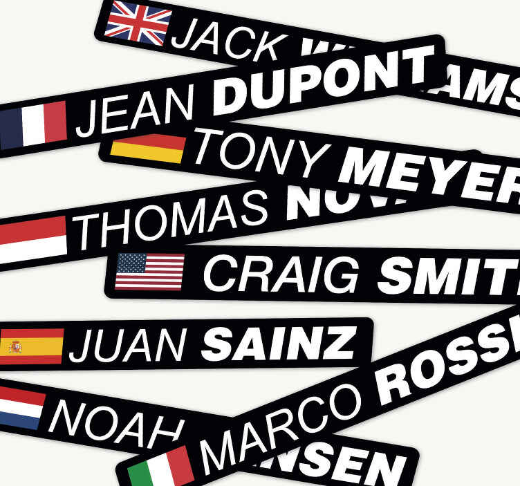 Road bicycle with flag and name bike sticker - TenStickers