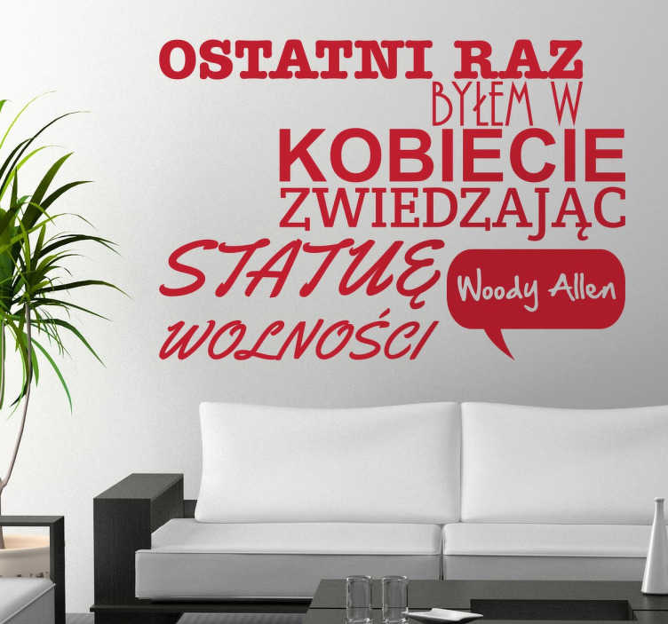 Naklejka cytat Woody Allen - TenStickers