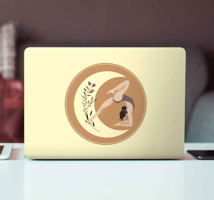 Laptop sticker yoga pose silhouet - TenStickers