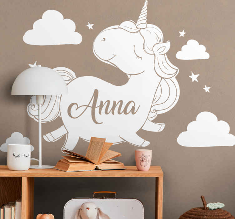 Unicorn wall art Stickers Quote Girls Kids Bedroom Vinyl Personalised Name Decor 